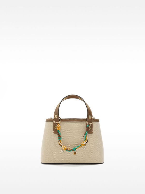 Fabric tote bag with pendant