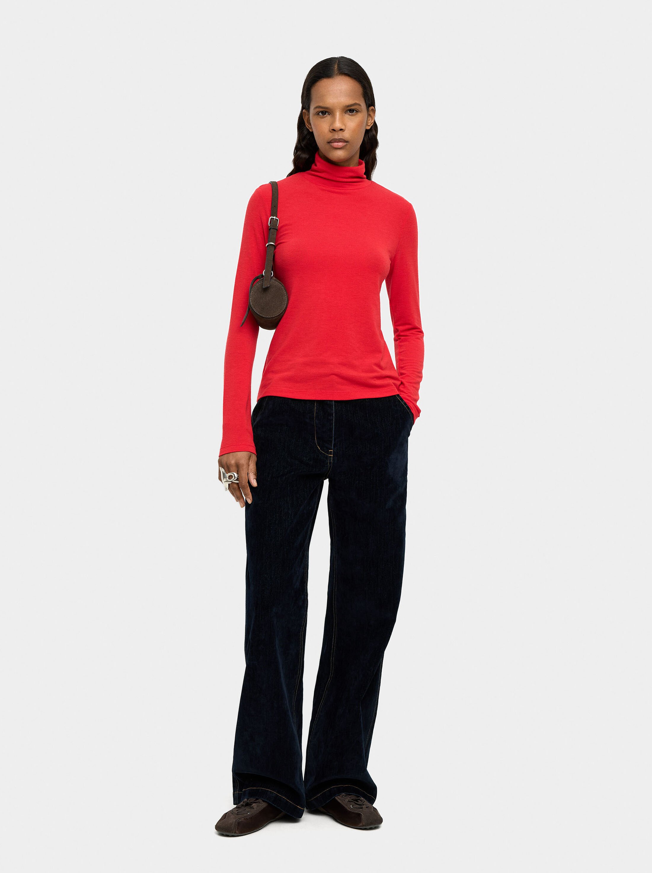 T-shirt with long sleeves and high neck image number 0.0