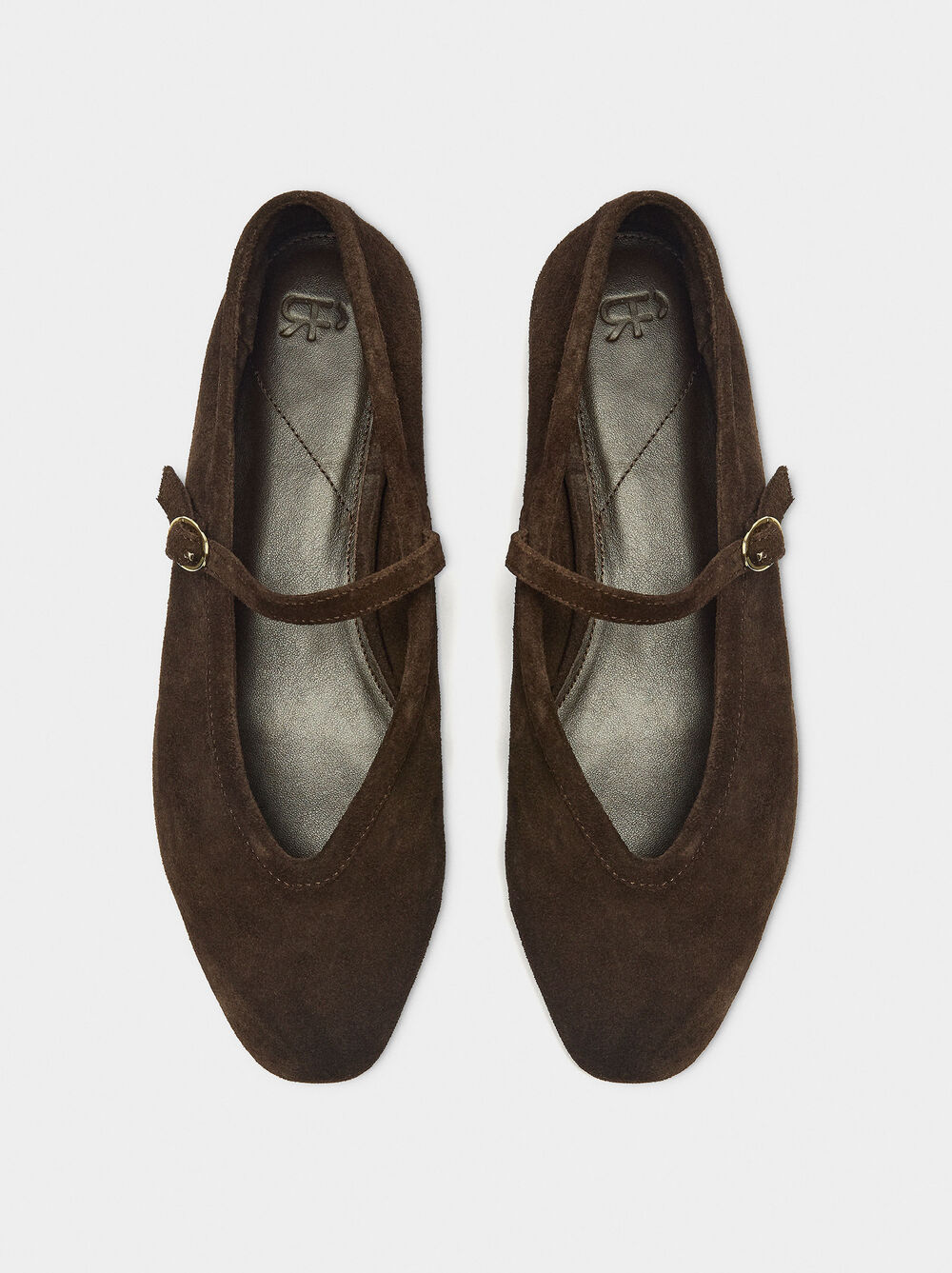 Leather ballet flats with strap and buckle