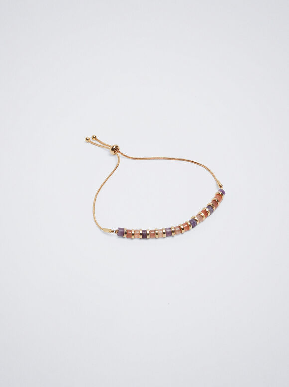 Adjustable Bracelet With Semiprecious Stone, Multicolor, hi-res