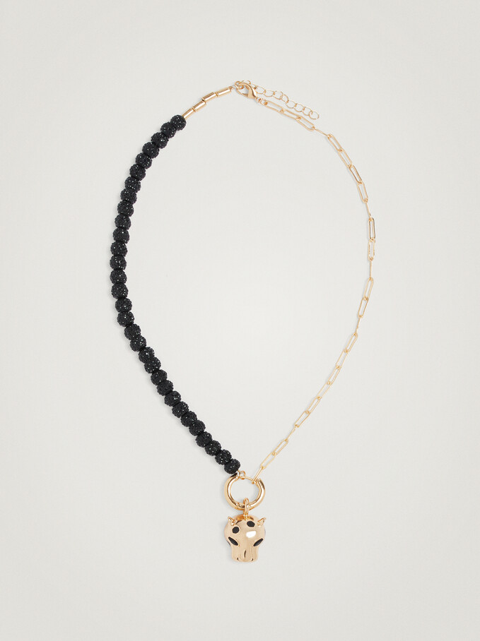 Necklace With Charm, Black, hi-res
