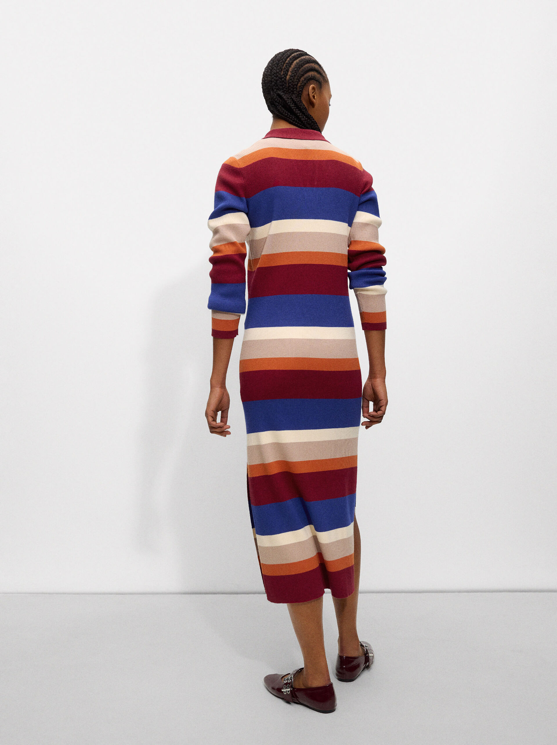 Robe midi en maille rayée image number 3.0