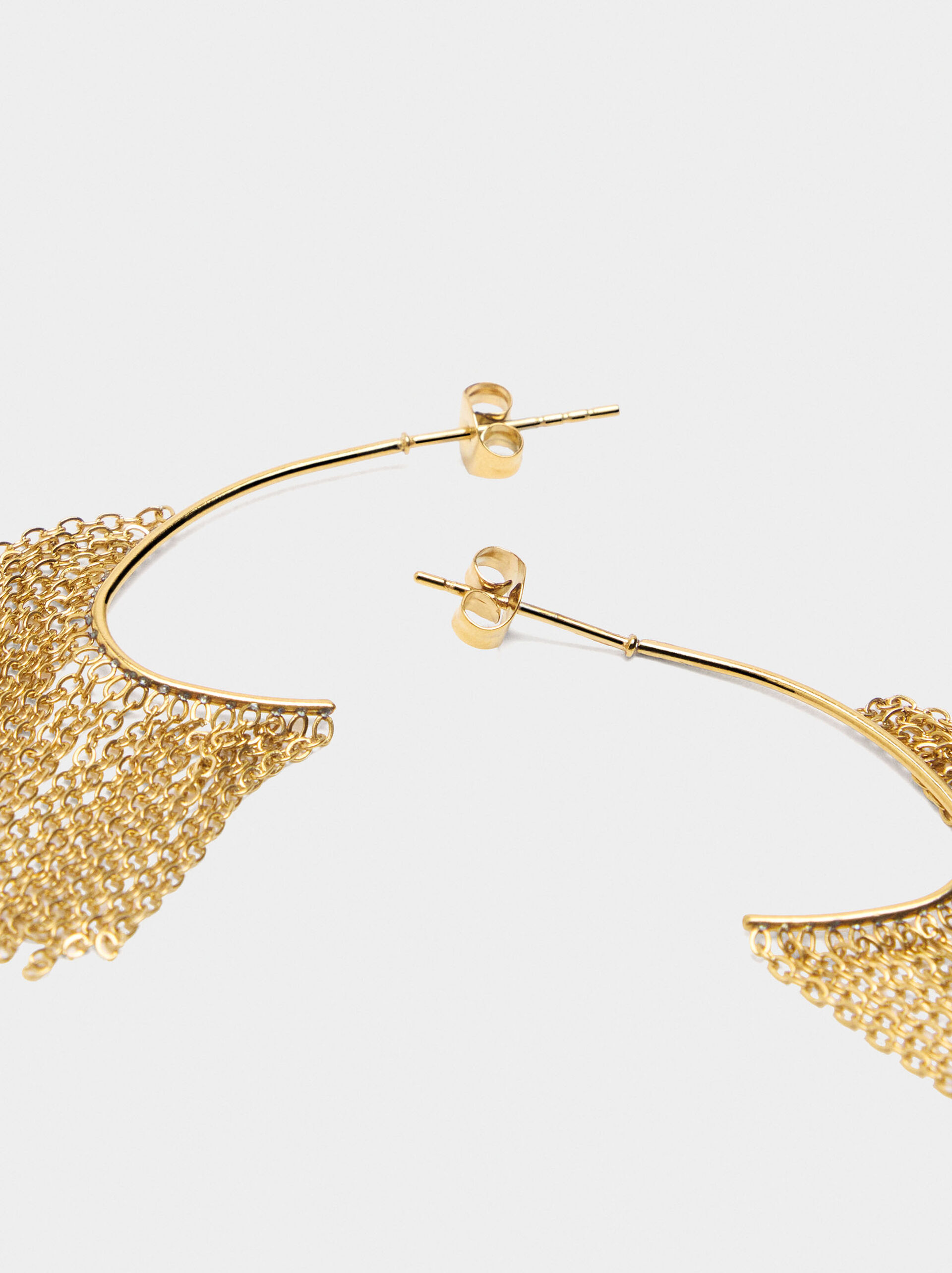 Earrings with chains - stainless steel image number 3.0