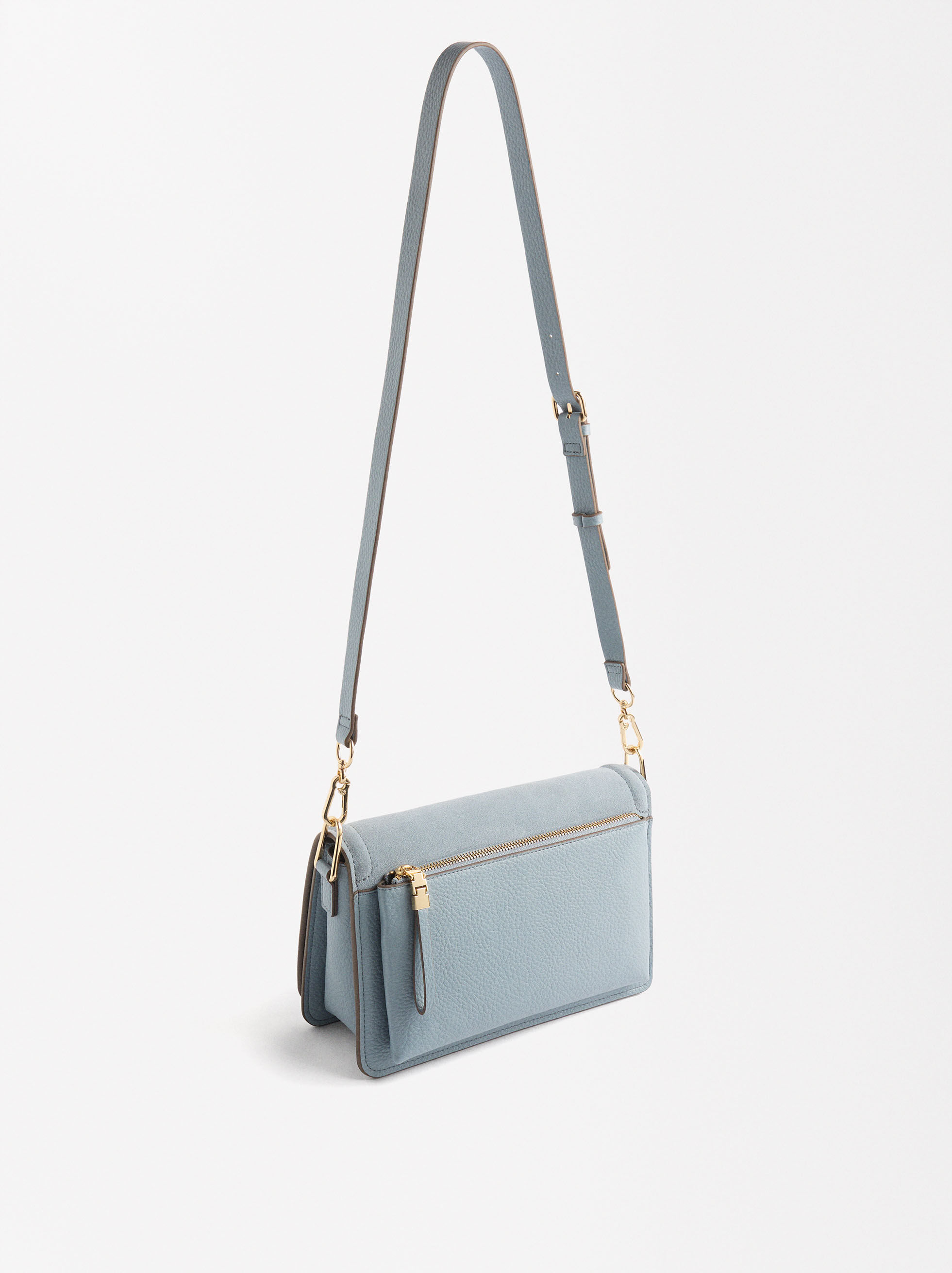 Shoulder Bag With Fur And Flap Closure Blue | Parfois