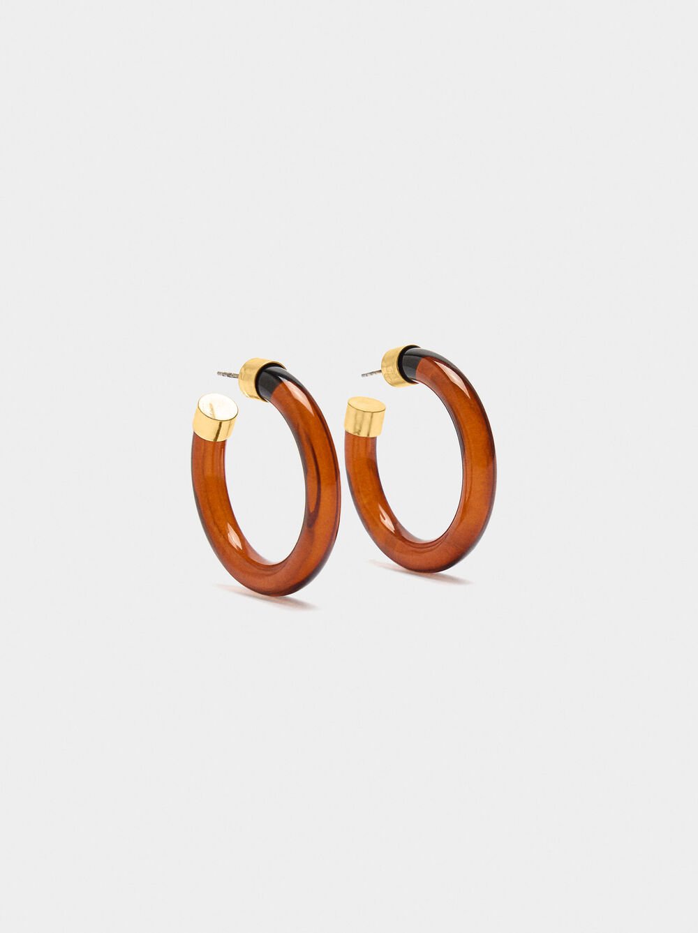 Open hoop earrings with tortoiseshell effect