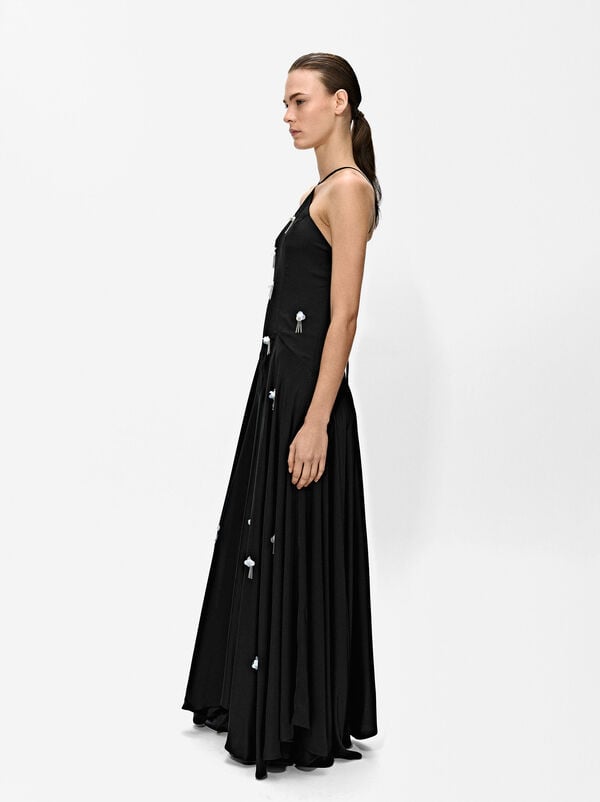 Vestito lungo halter in satin