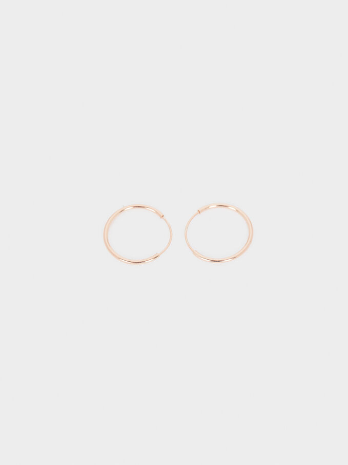 Short 925 Silver Hoop Earrings, Orange, hi-res