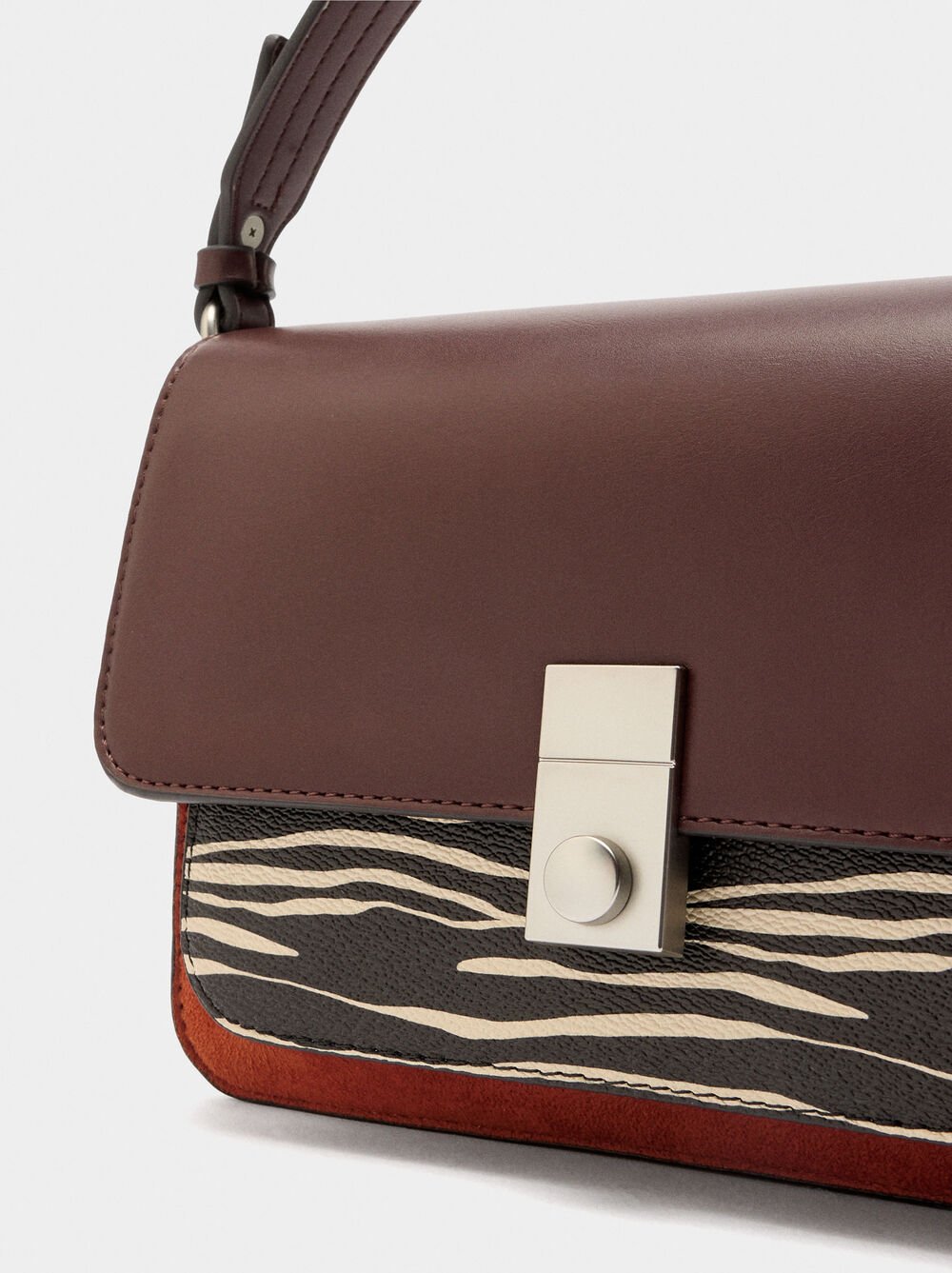 Animal printed crossbody bag with flap