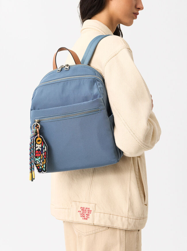 Nylon Backpack With Pendant