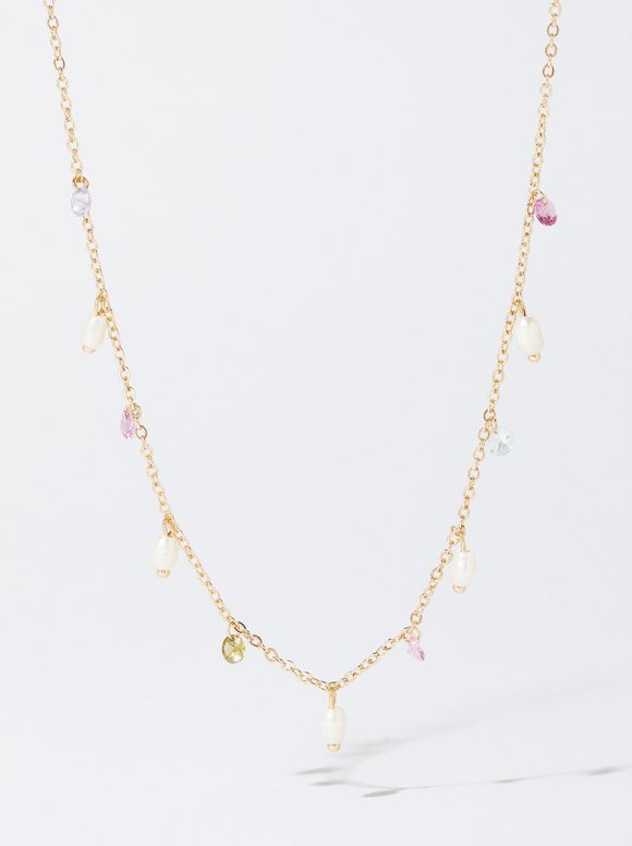 Collier Avec Perles Et Zircone, Multicolore, hi-res