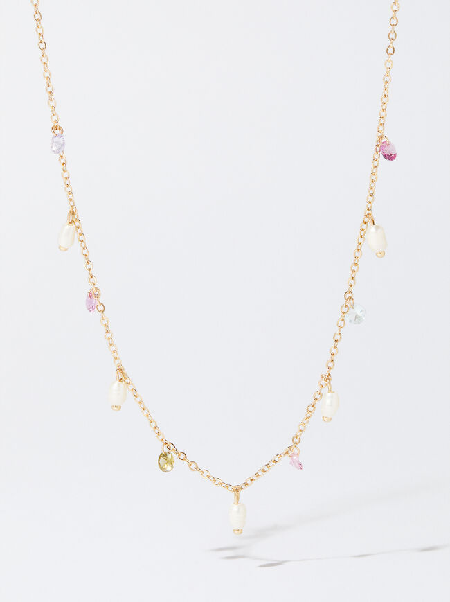 Necklace With Freshwater Pearls And Zirconia image number 0.0