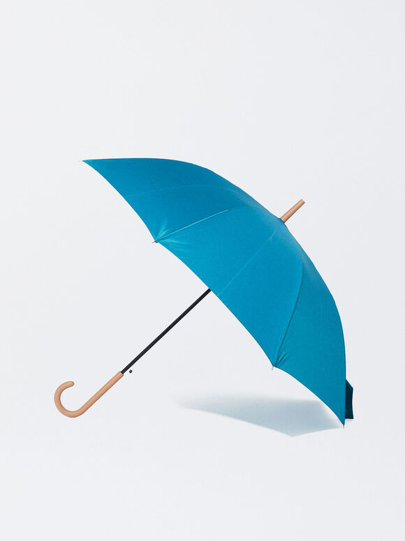 Großer Faltbarer Regenschirm, Blau, hi-res
