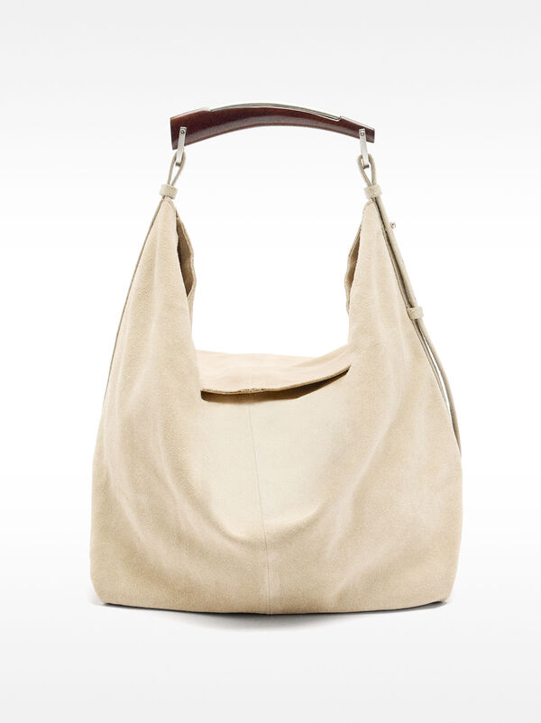 Suede leather shoulder bag