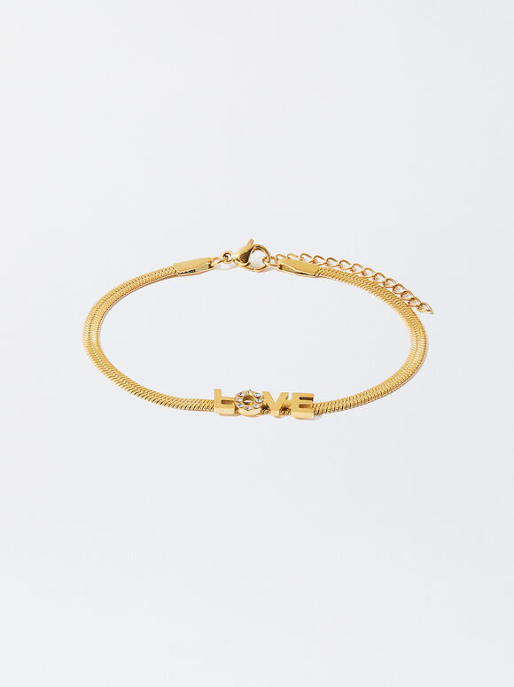 Stainless Steel Bracelet With Charms, Golden, hi-res