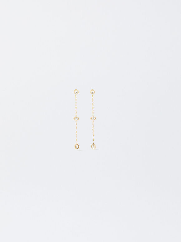 Boucles D'Oreilles En Acier Avec Strass, Doré, hi-res