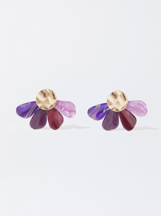 Flower Earrings With Resin image number 0.0