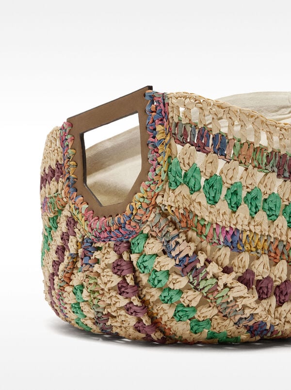 Handbag with multicolor straw effect