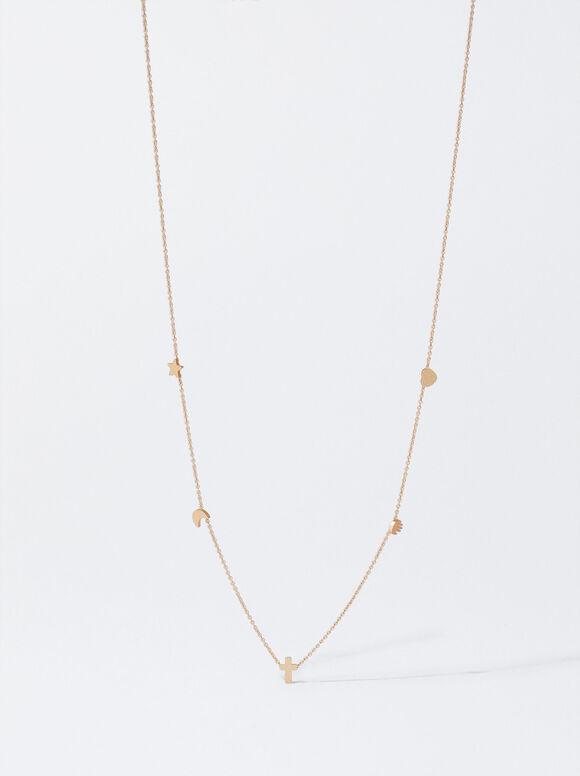 Gold-Toned Necklace With Charms, Golden, hi-res