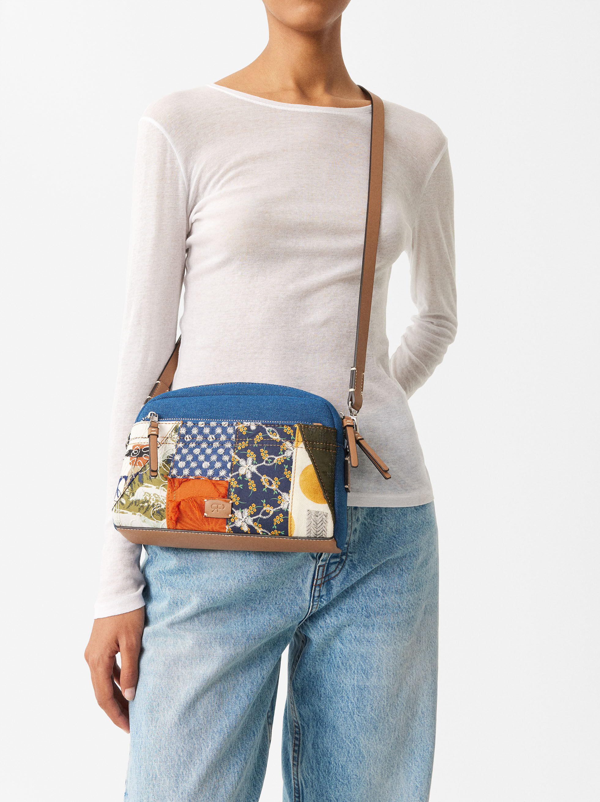 Patchwork Crossbody Bag Blue Parfois