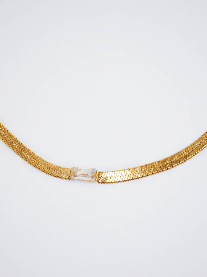 Goldenes Stahlarmband, Golden, hi-res