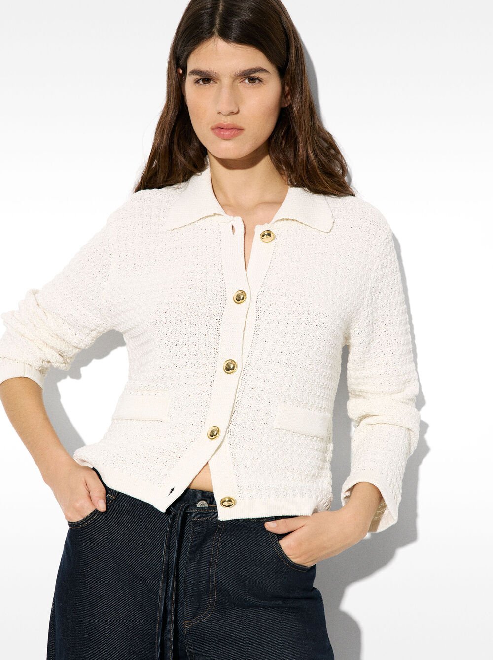 Textured knit cardigan