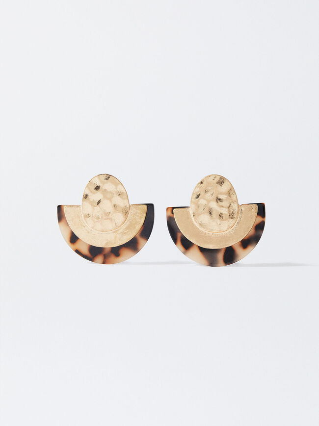 Golden Earrings With Resin image number 0.0
