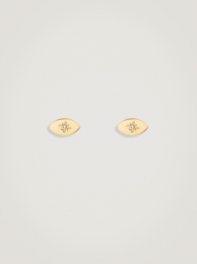 Golden Stainless Steel Earrings, Golden, hi-res