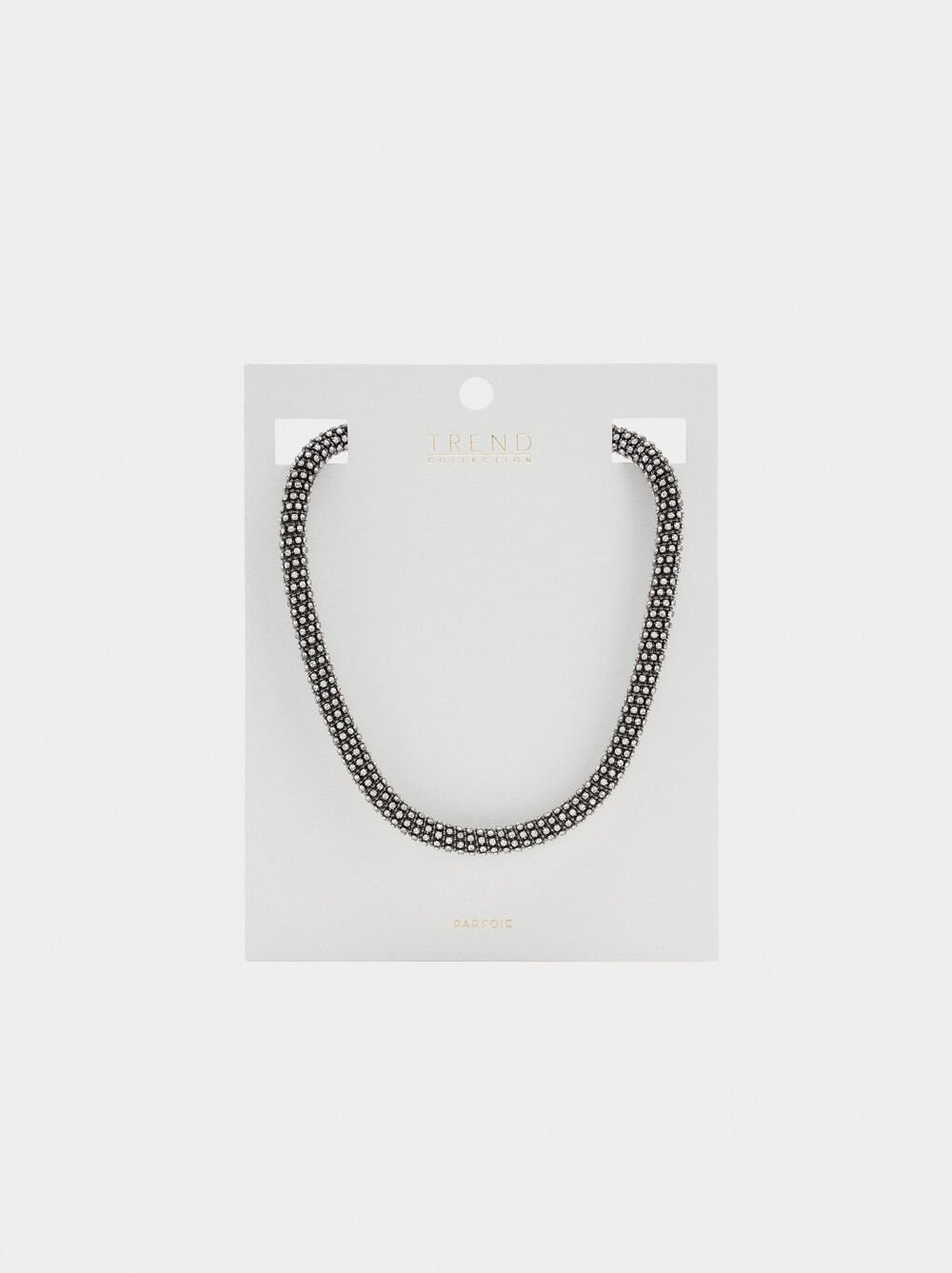 Tubular necklace with crystals