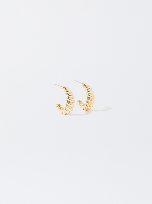Golden Hoop Earrings , , hi-res