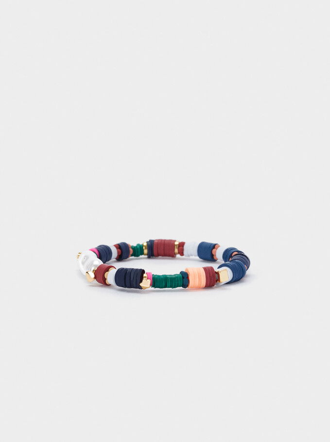 Bracelet Élastique Avec Perle Et Perles Fantaisie, Multicolore, hi-res