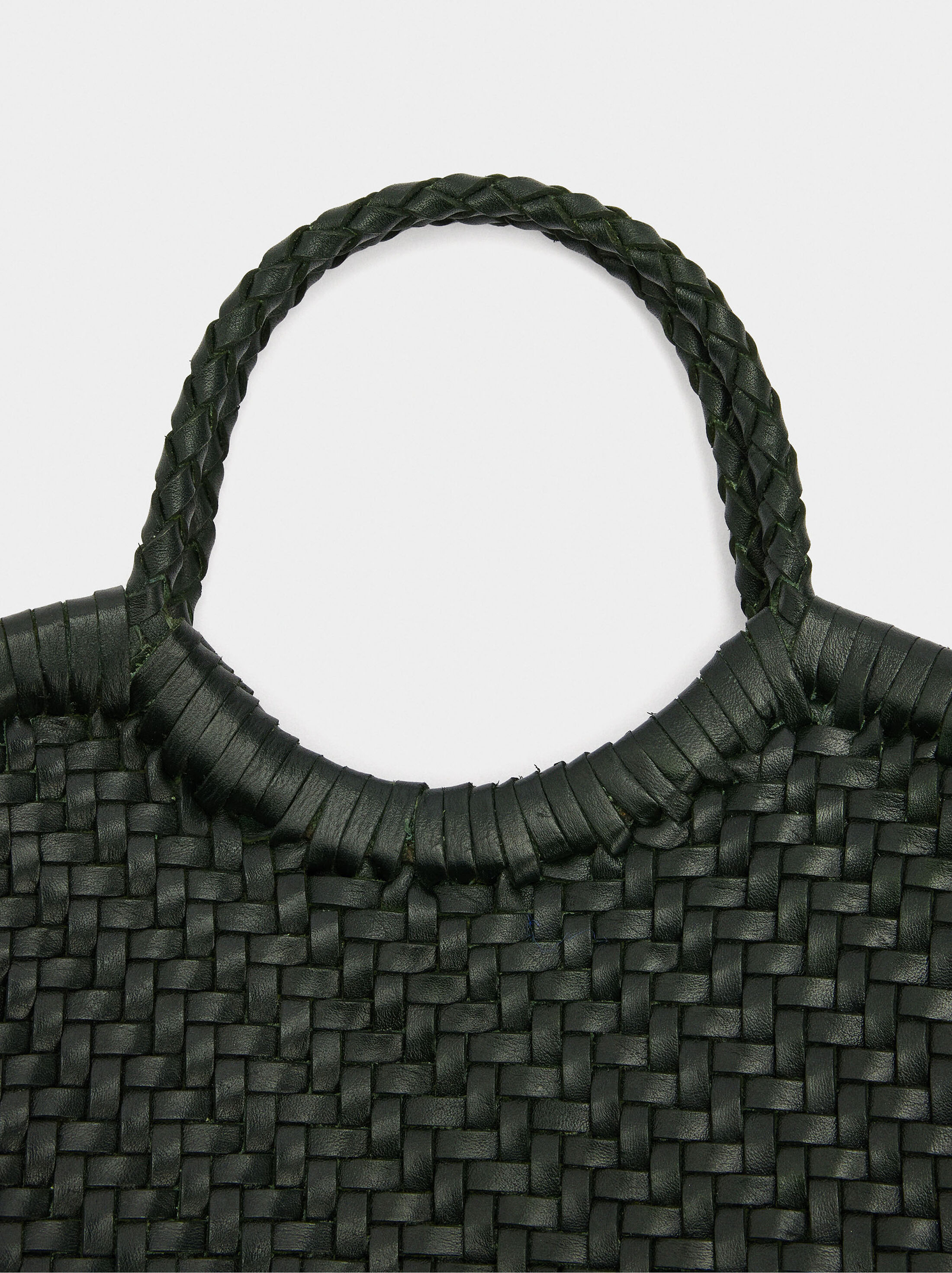 Tote bag with braided leather image number 3.0
