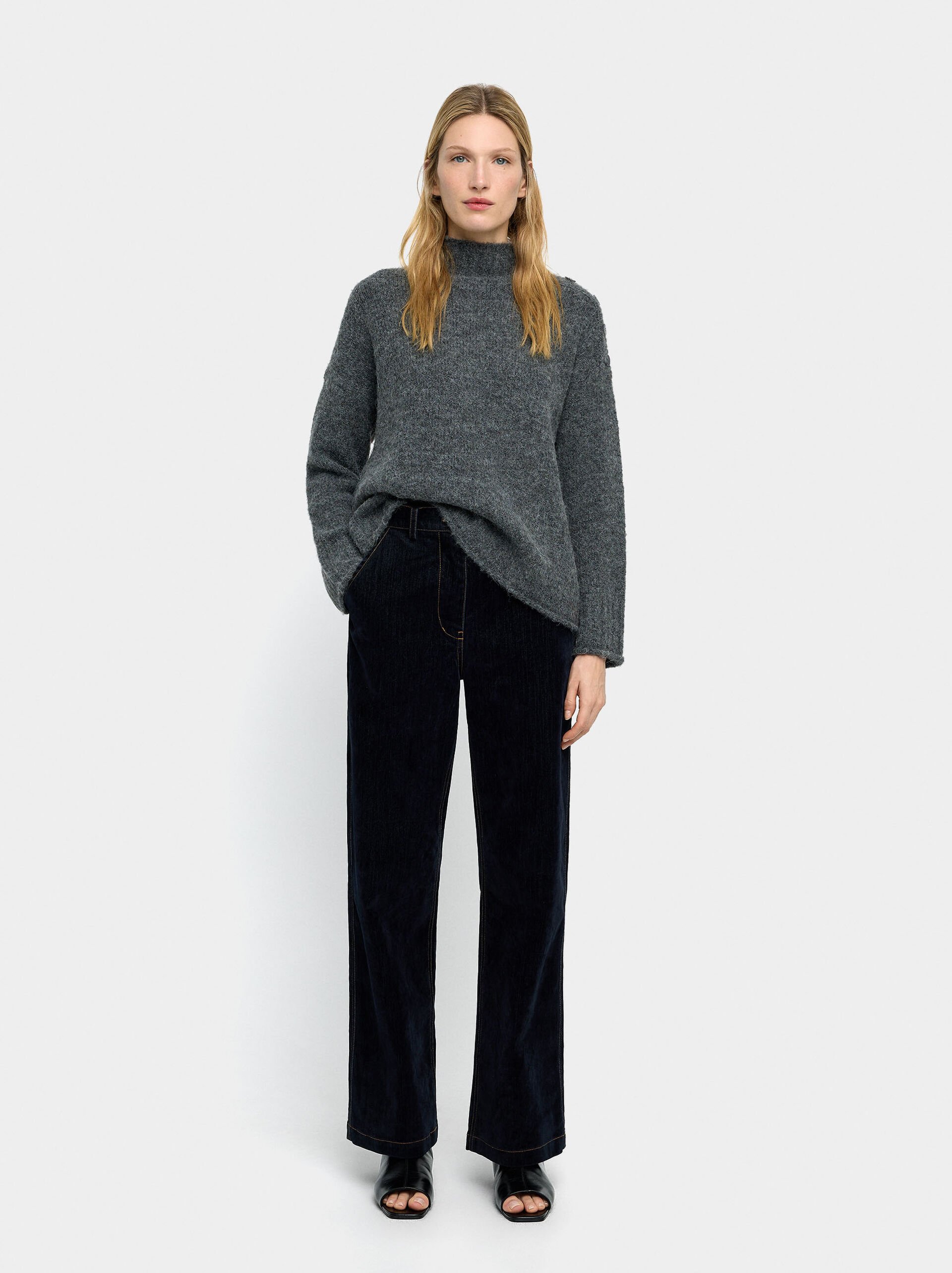 Knit sweater with button detail image number 0.0