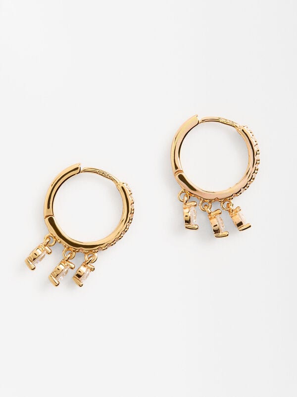 Short hoops with zirconias - 925 sterling silver