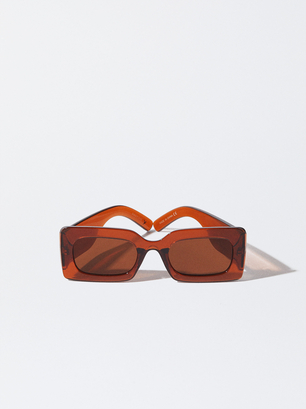 Quadratische Sonnenbrille, Braun, hi-res