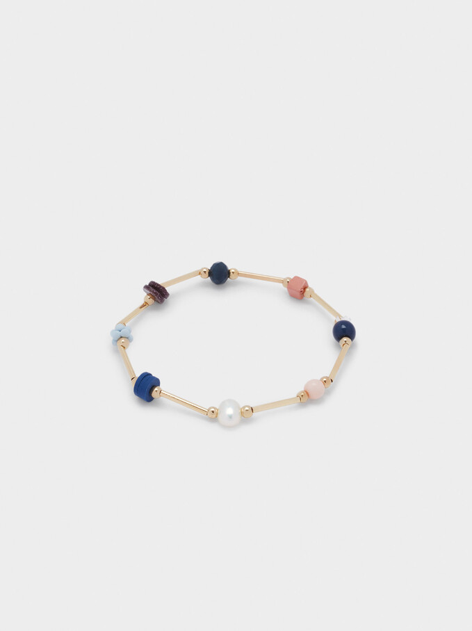 Elasticated Bead Bracelet, Multicolor, hi-res