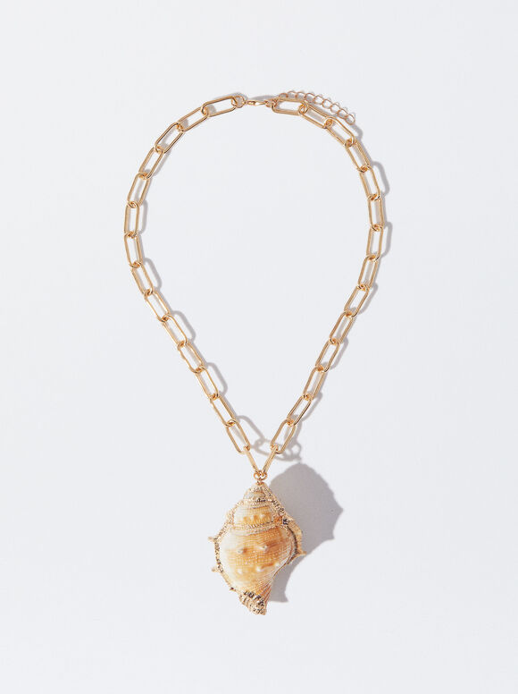 Necklace With Seashell, Golden, hi-res