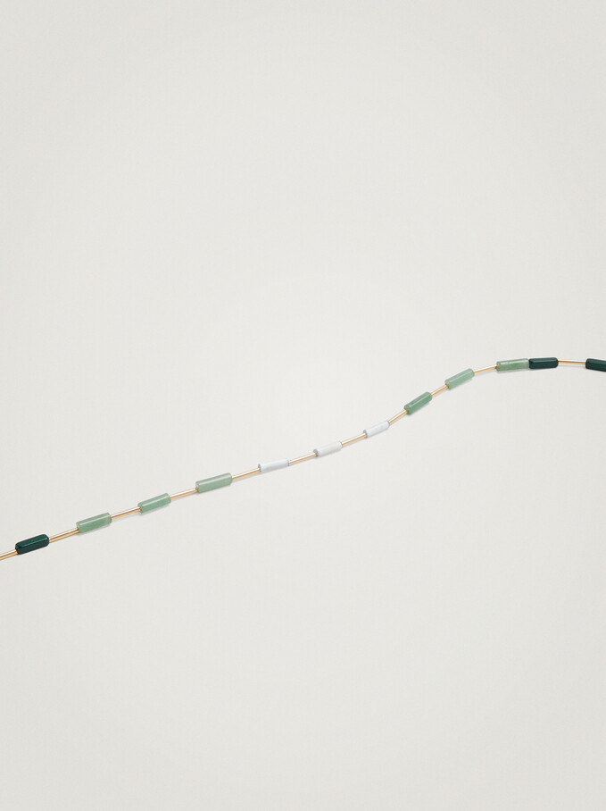 Necklace With Stone, Green, hi-res