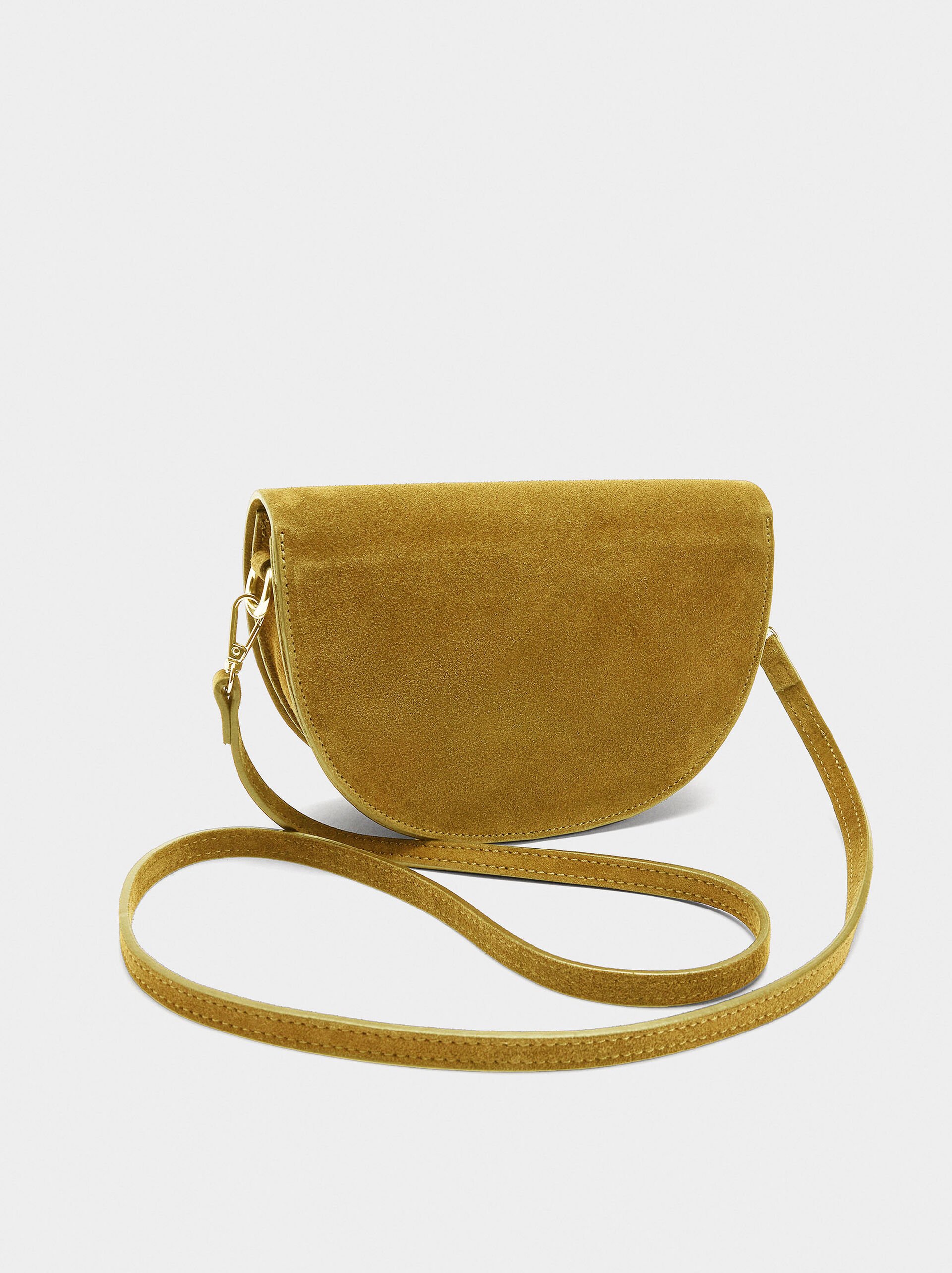 Suede crossbody bag with flap image number 2.0