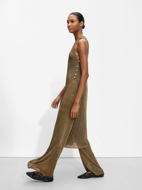 Lurex knit dress with side slit