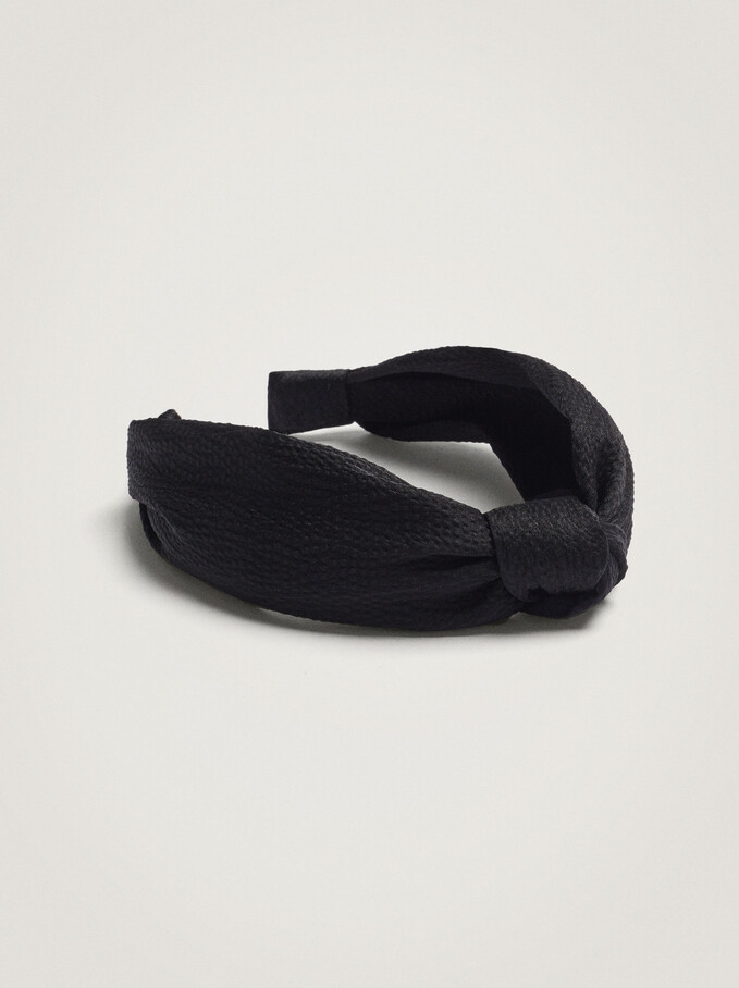 Wide Headband With Knot, Grey, hi-res