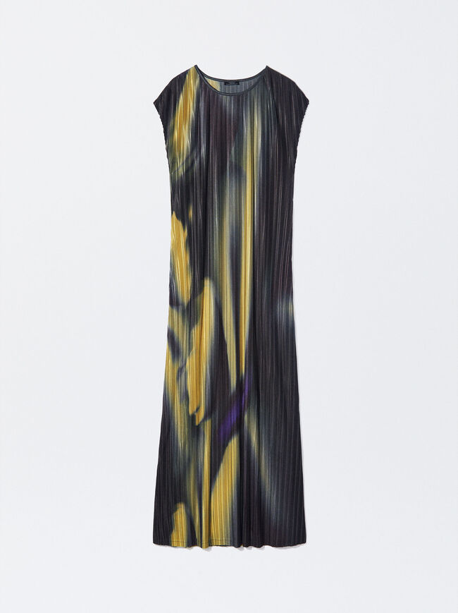 Textured Printed Dress image number 4.0