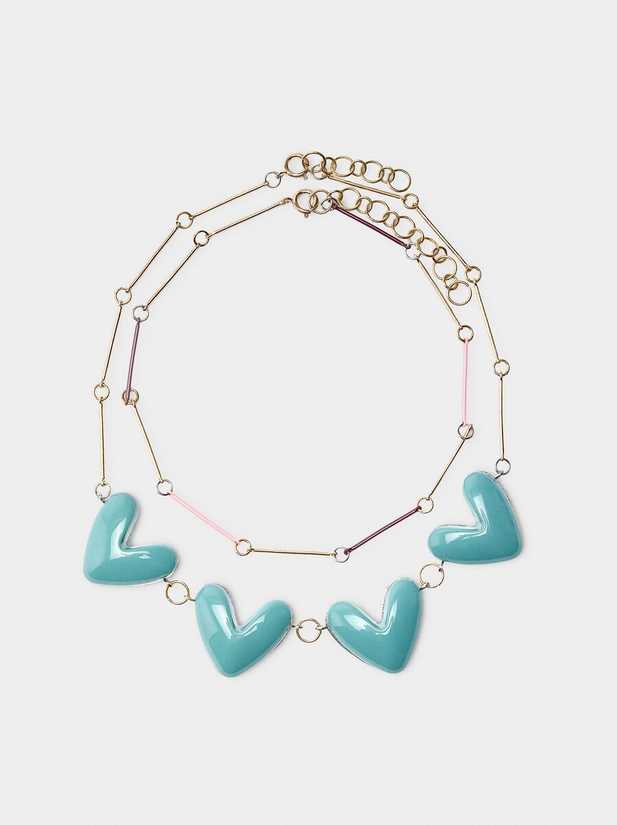 Set of necklaces with hearts