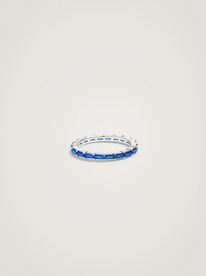 925 Silver Ring With Zirconia, Blue, hi-res