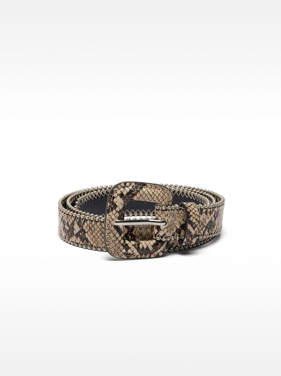 Animal printed belt with spheres