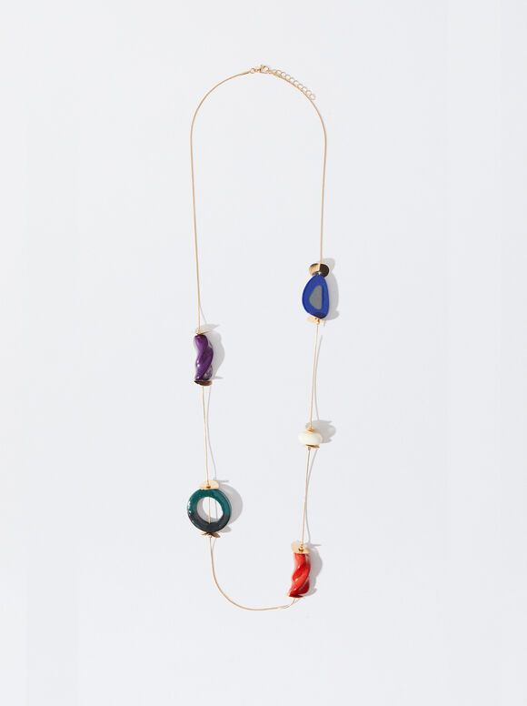 Lange Halskette Mit Steinen, Mehrfarbig, hi-res