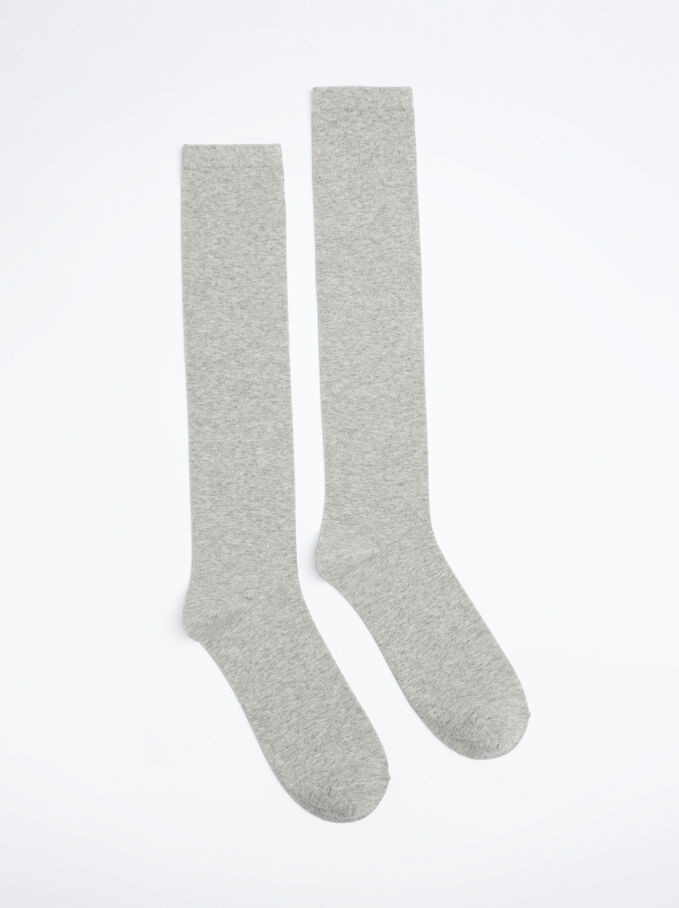 100% Cotton Socks, Grey, hi-res
