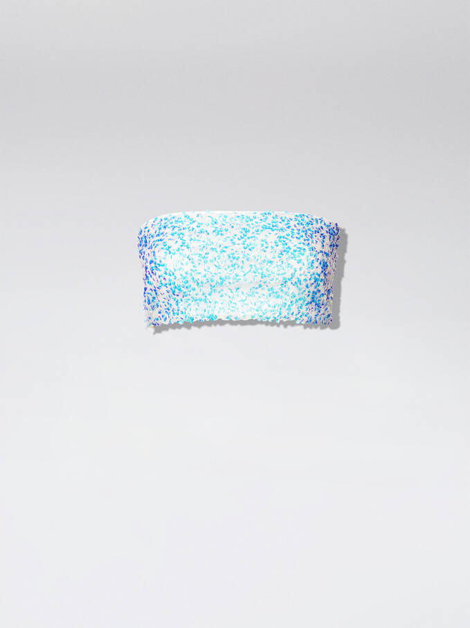 Off-The-Shoulder Sequinned Top, Multicolor, hi-res
