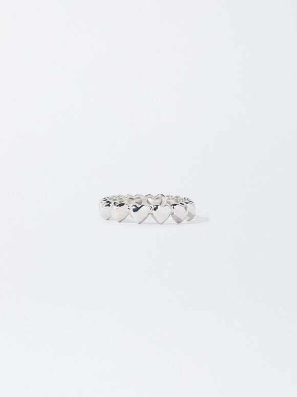 Ring With Hearts, Silver, hi-res