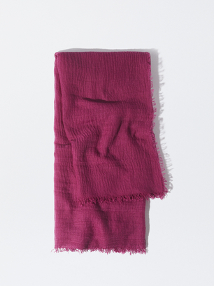 Pashmina With Frayed Detailing, Violet, hi-res