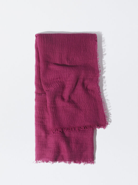 Pashmina With Frayed Detailing, Violet, hi-res
